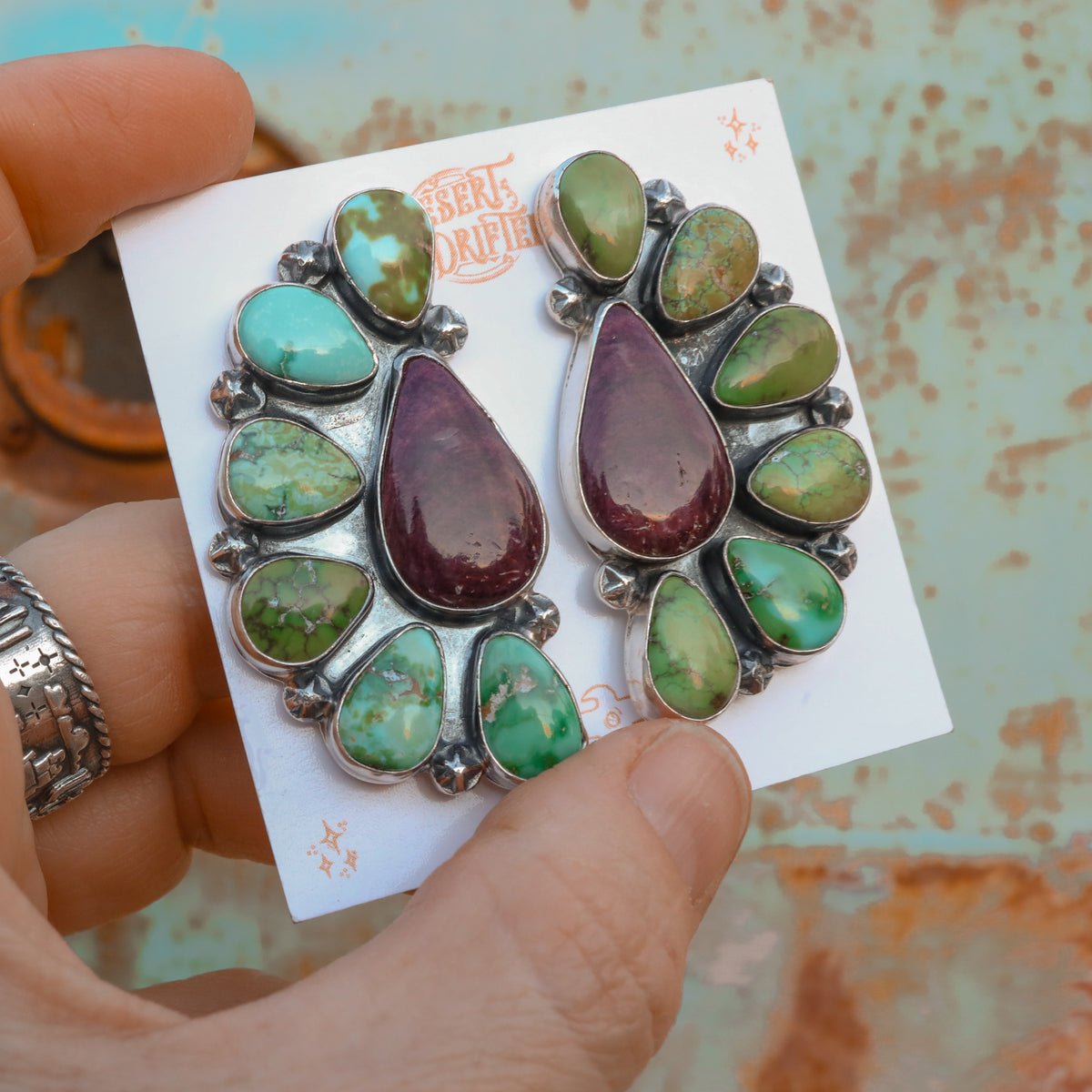 'Cluster' Earrings - Sonoran Gold & Purple Spiny