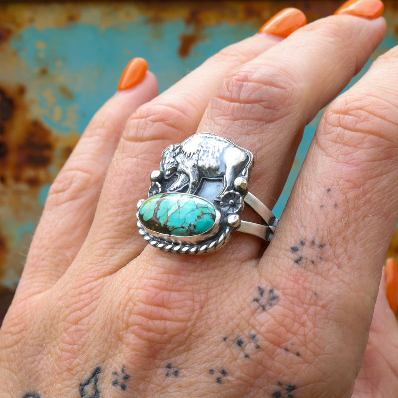 'Frontier Bison' Ring - Blue Moon - Size 8