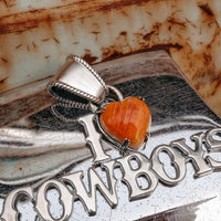 'I Heart Cowboys’ Pendant - Orange Spiny