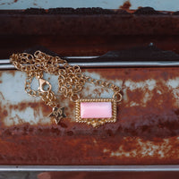 Bar Necklace - Pink Conch - 18K Gold