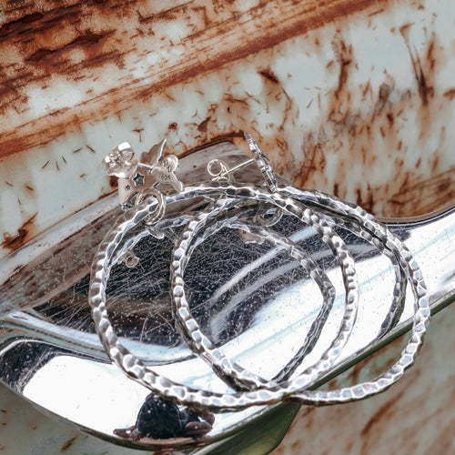 'Bronc' Hoops - Sterling Silver