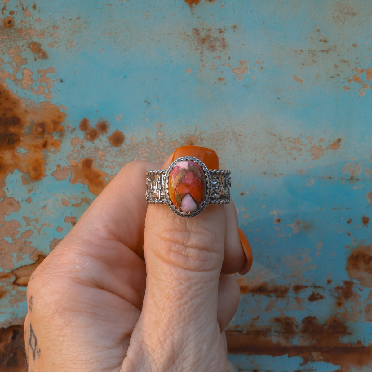 ‘Desert Day & Night' Storyteller Ring - Orange Dahlia - Size 11  - Pick Option