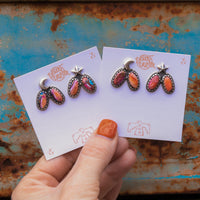 'Moon & Star' Earrings - Orange Dahlia - Pick Option