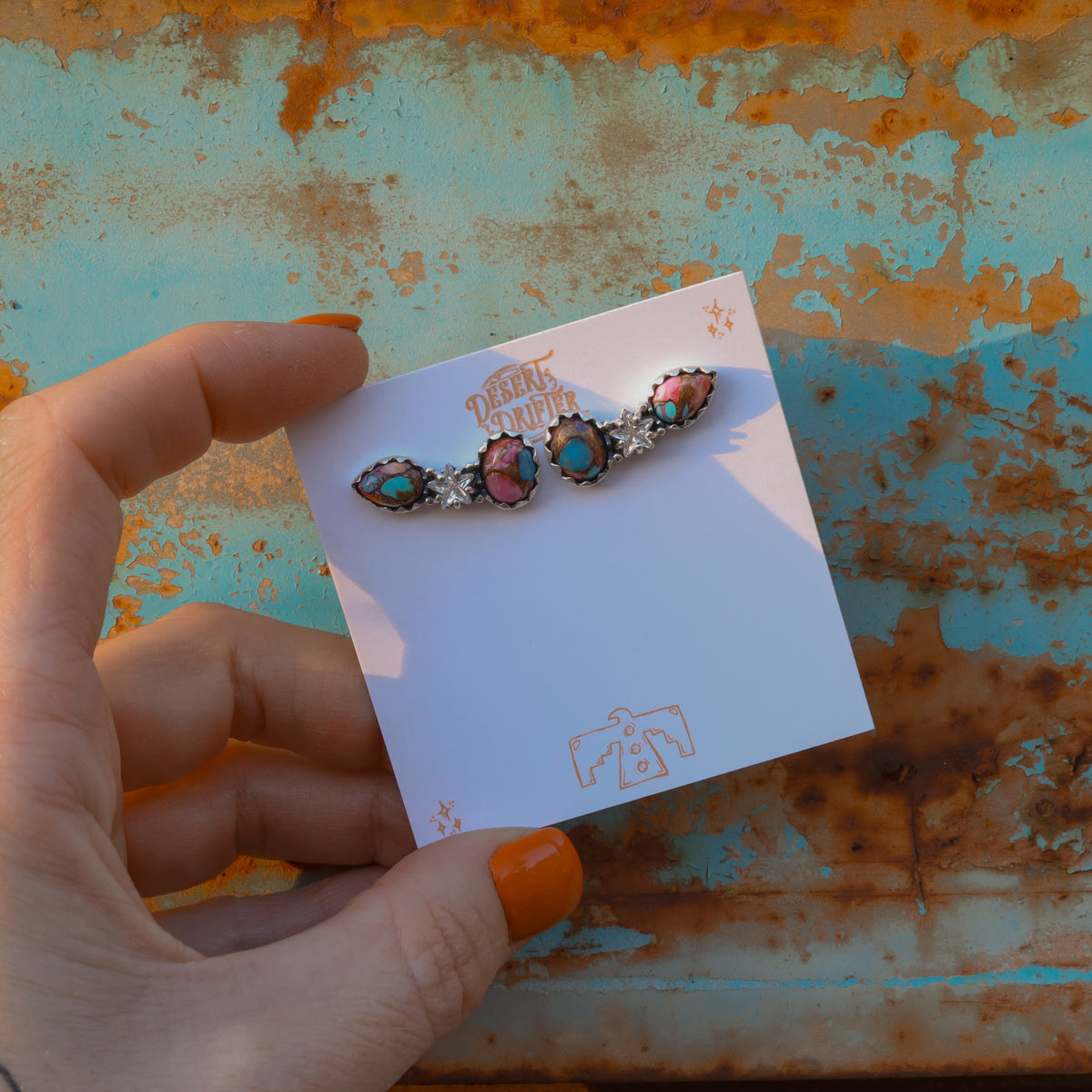 ‘Star Crystal Crawler' Earrings - Orange Dahlia X Kingman - Pick Option