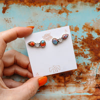 ‘Star Crystal Crawler' Earrings - Orange Dahlia X Kingman - Pick Option