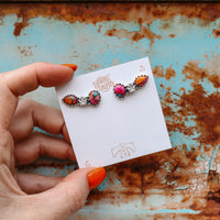 ‘Star Crystal Crawler' Earrings - Orange Dahlia X Kingman - Pick Option