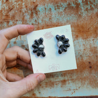 ‘Half Cluster' Earrings - White Buffalo & Onyx - Pick Option