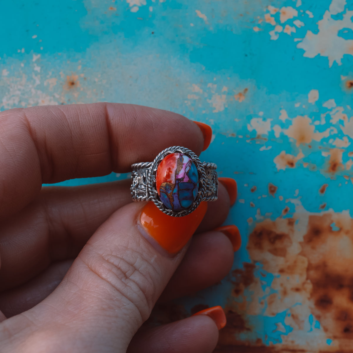 ‘Desert Day & Night' Storyteller Ring - Orange Dahlia - Size 7.25  - Pick Option