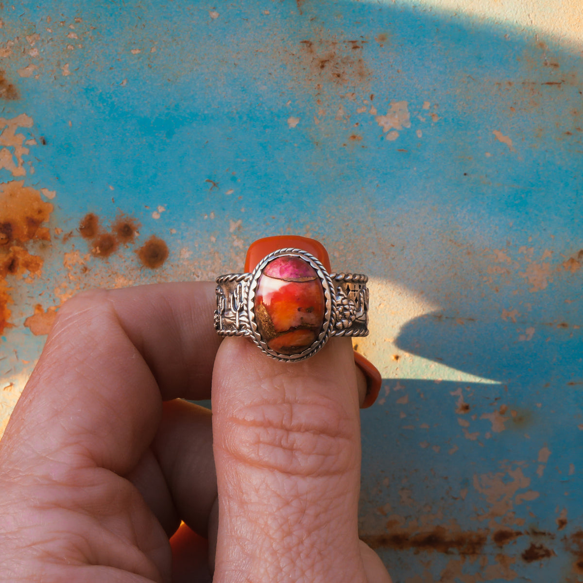 ‘Desert Day & Night' Storyteller Ring - Orange Dahlia - Size 9.25  - Pick Option