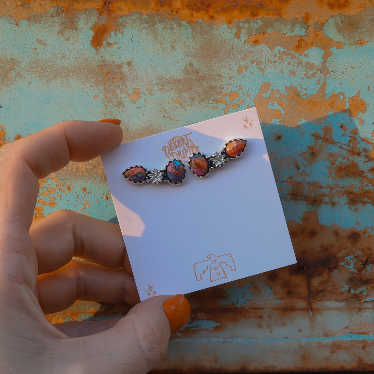 ‘Star Crystal Crawler' Earrings - Orange Dahlia X Kingman - Pick Option