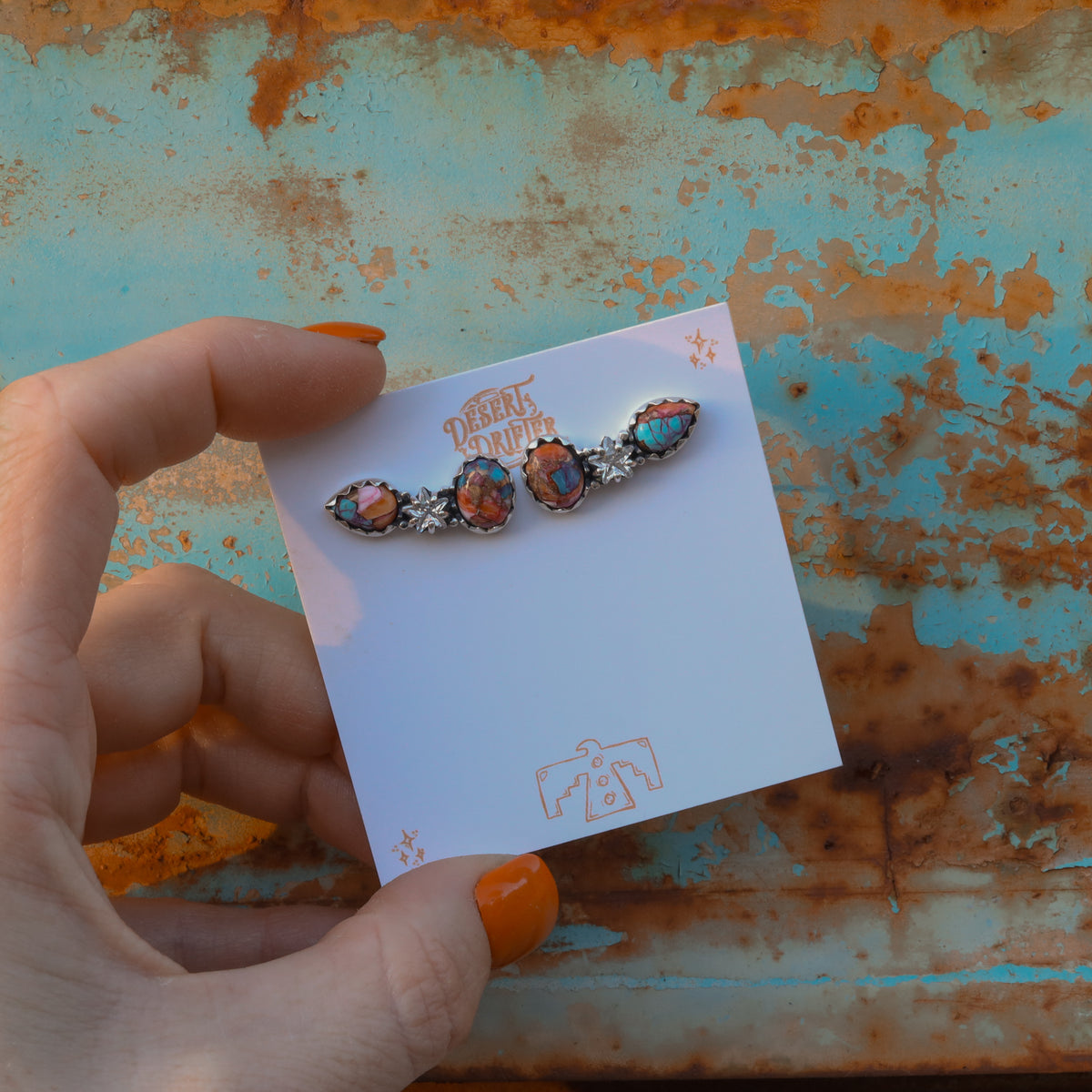 ‘Star Crystal Crawler' Earrings - Orange Dahlia X Kingman - Pick Option