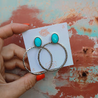 Hinge Hoops - Kingman Turquoise - Pick Option