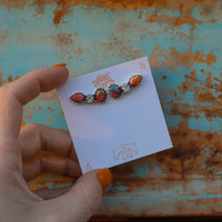 ‘Star Crystal Crawler' Earrings - Orange Dahlia X Kingman - Pick Option