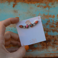 ‘Star Crystal Crawler' Earrings - Orange Dahlia X Kingman - Pick Option