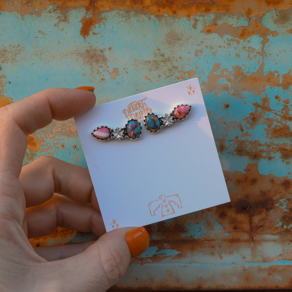 ‘Star Crystal Crawler' Earrings - Orange Dahlia X Kingman - Pick Option