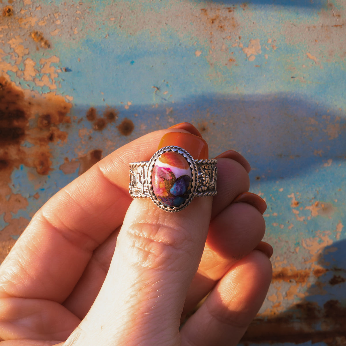 ‘Desert Day & Night' Storyteller Ring - Orange Dahlia - Size 10  - Pick Option