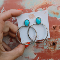 Hinge Hoops - Kingman Turquoise - Pick Option