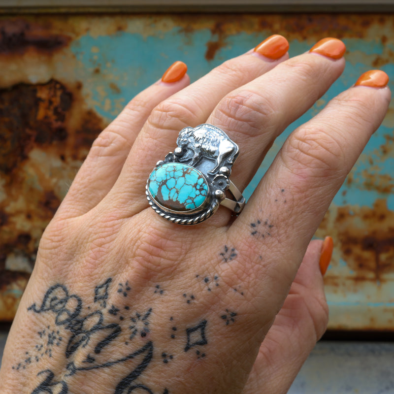 'Frontier Bison' Ring - Blue Moon - Size 9