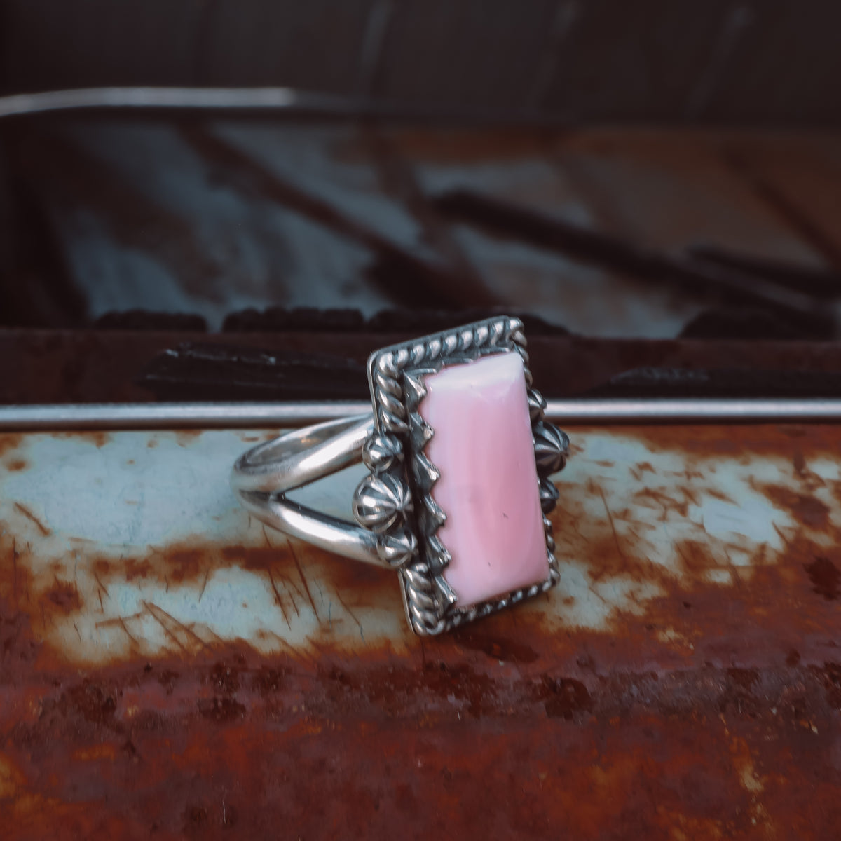 Bar Ring - Pink Conch - Sterling - Pick Option