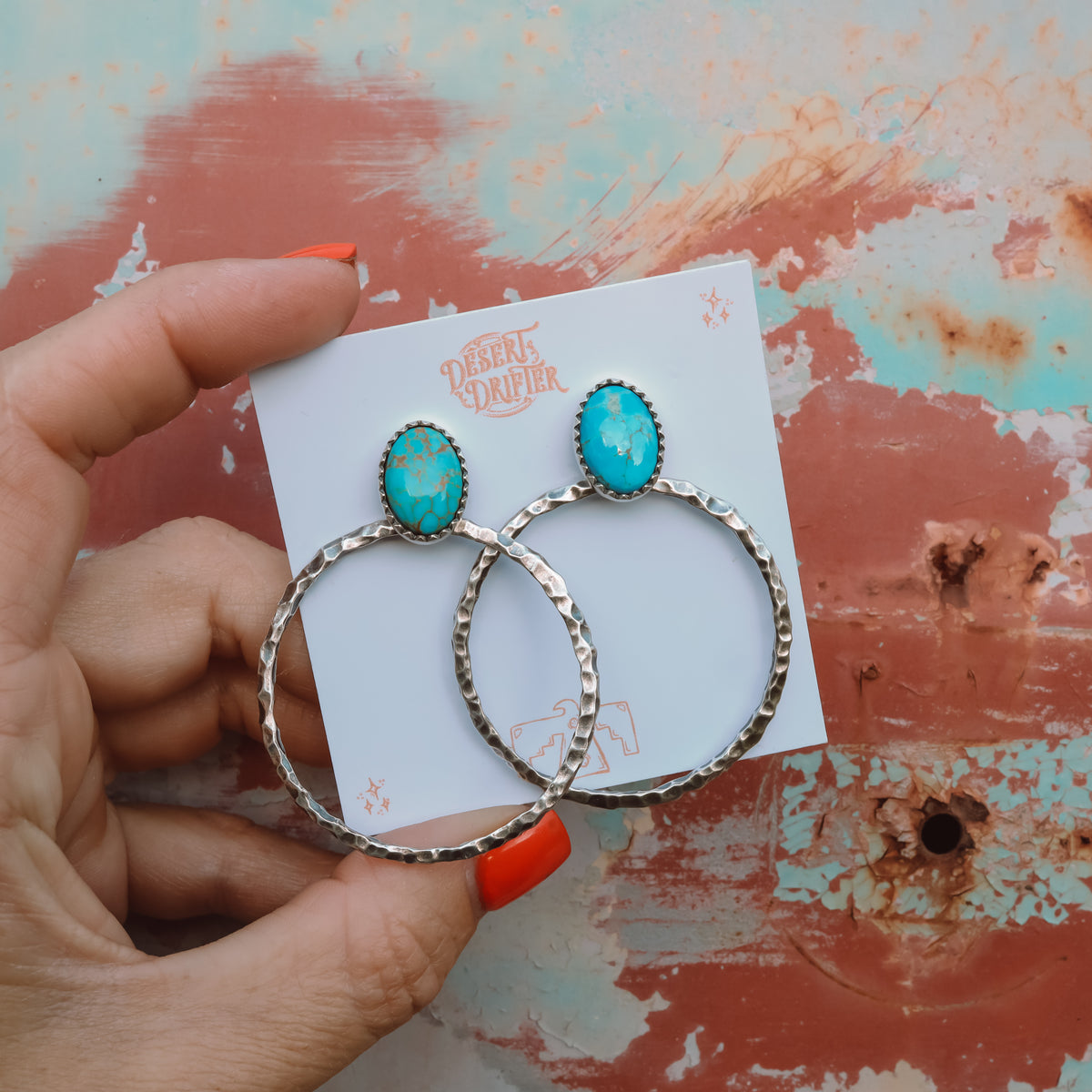 Hinge Hoops - Kingman Turquoise - Pick Option