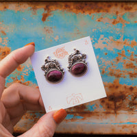 'Fuck Around and Find Out' Earrings - Purple Spiny