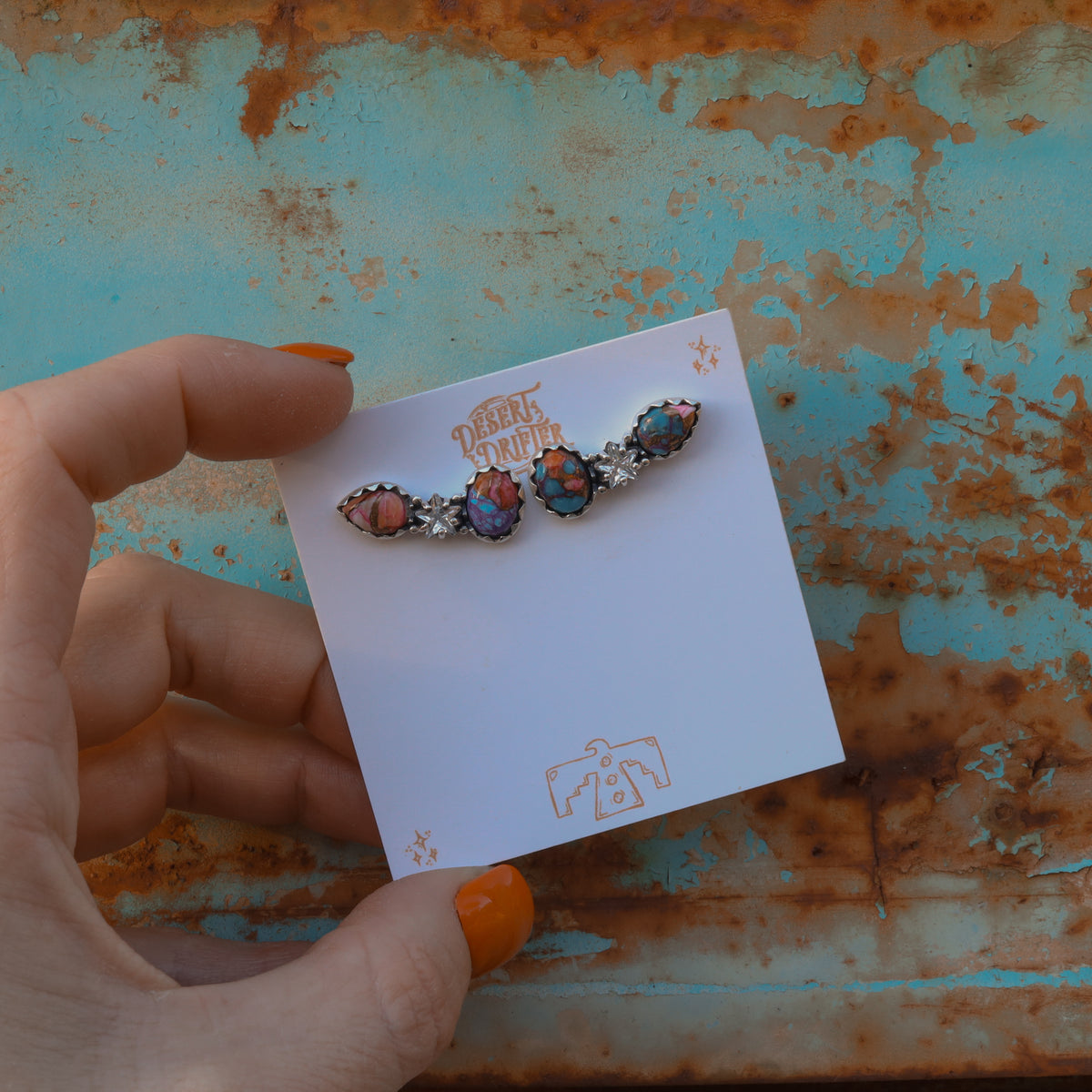 ‘Star Crystal Crawler' Earrings - Orange Dahlia X Kingman - Pick Option