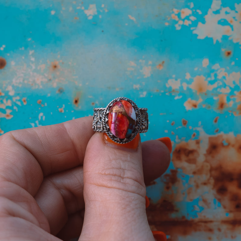 ‘Desert Day & Night' Storyteller Ring - Orange Dahlia - Size 6.25 - Pick Option