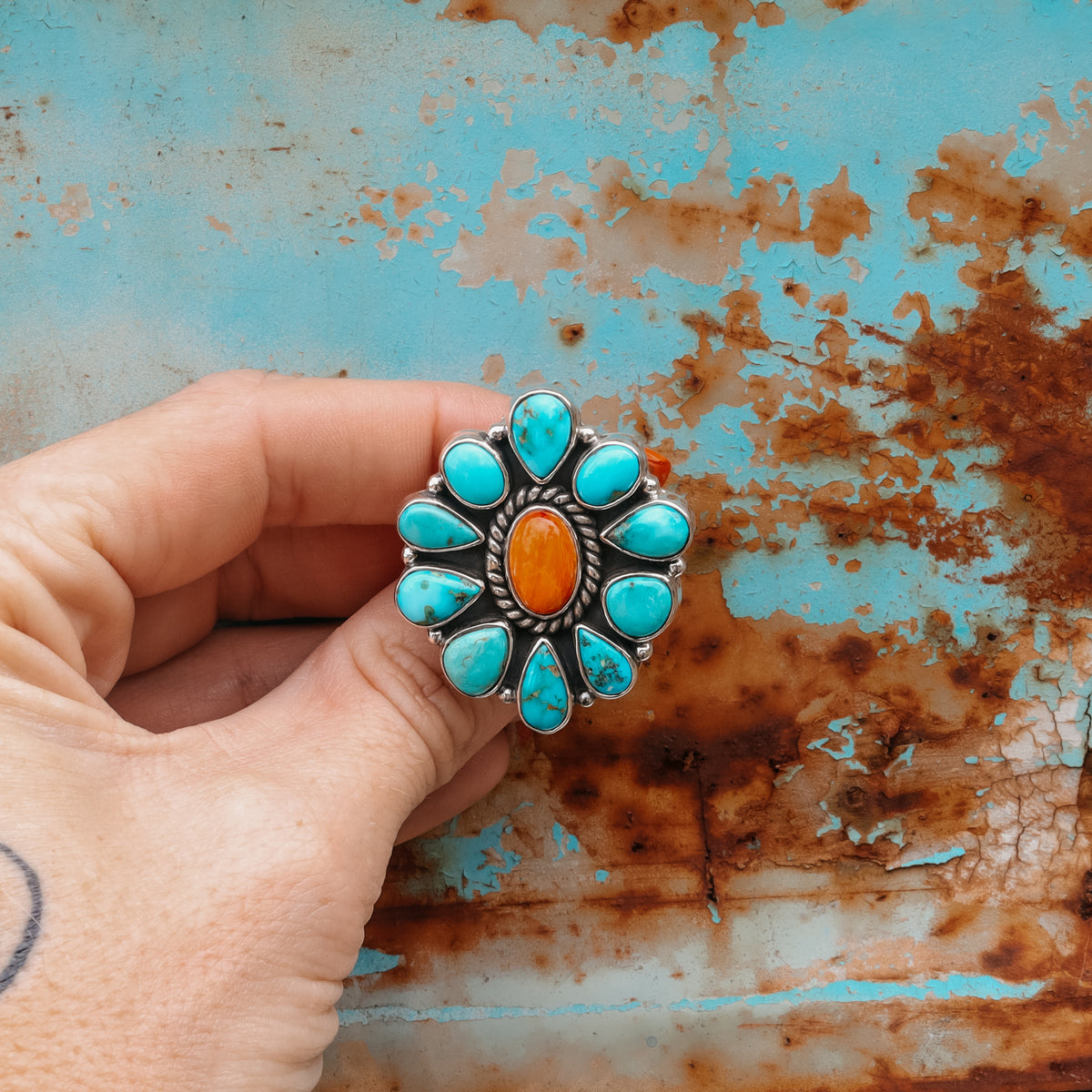 ‘3 Piece Set' - Kingman Turquoise & Orange Spiny