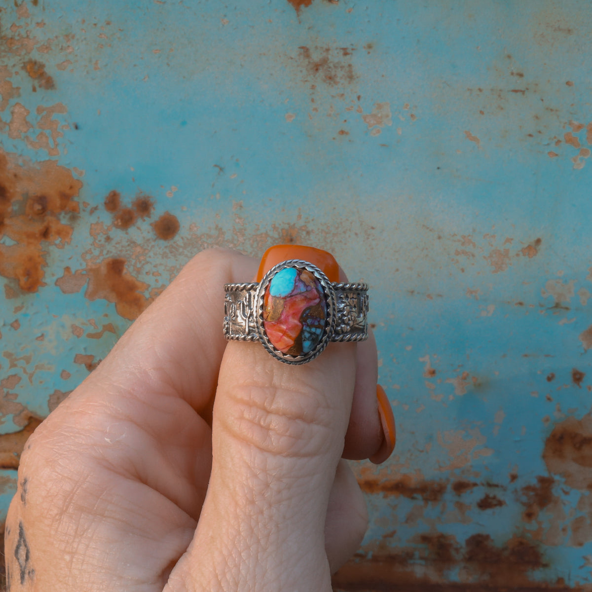 ‘Desert Day & Night' Storyteller Ring - Orange Dahlia - Size 11  - Pick Option