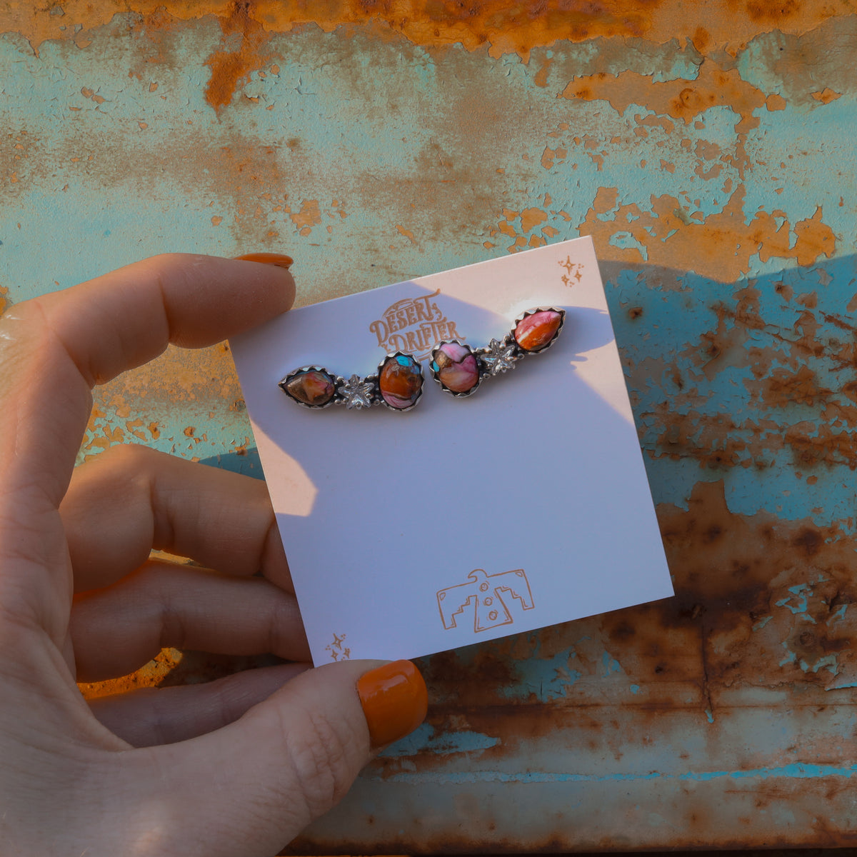 ‘Star Crystal Crawler' Earrings - Orange Dahlia X Kingman - Pick Option