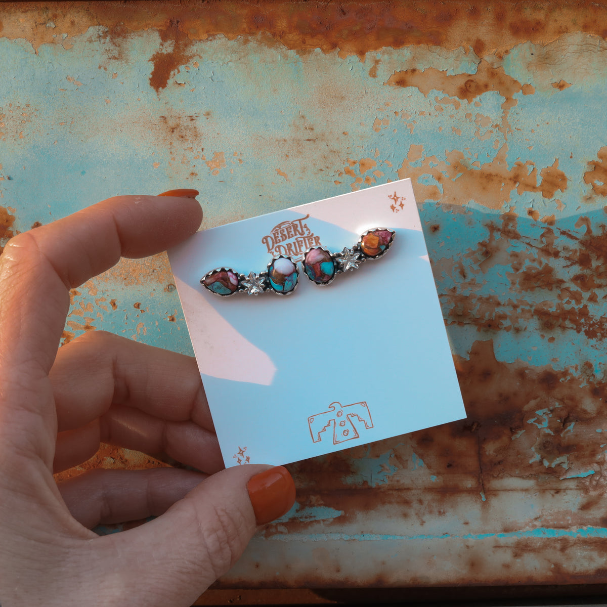 ‘Star Crystal Crawler' Earrings - Orange Dahlia X Kingman - Pick Option